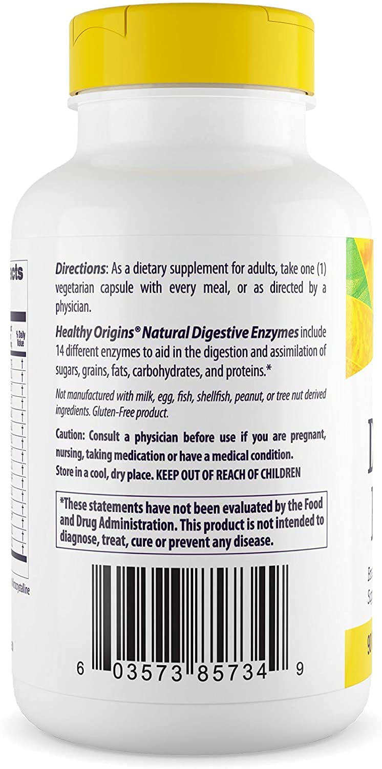 Healthy Origins Digestive Enzymes (NEC) Broad Spectrum - with Protease, Amylase & Lipase - Gluten-Free Digestion and Gut Health Supplement - 90 Veggie Capsules