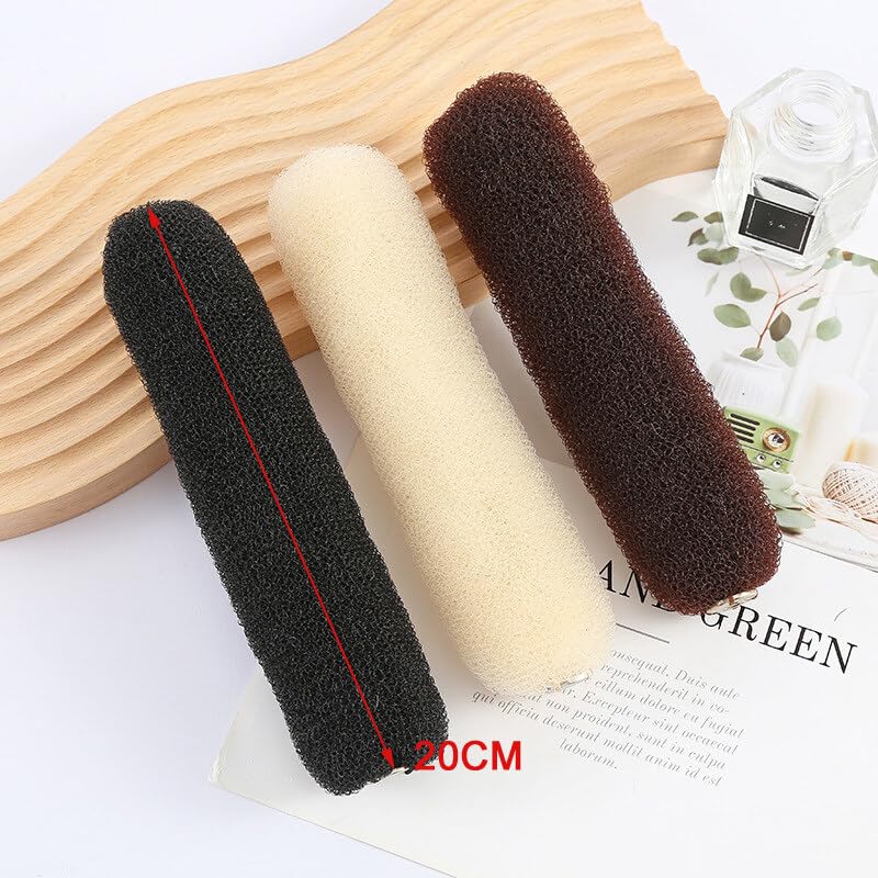 UPSTORE 3Pcs Donut Hair Bun Maker Roll Tool Hair Ring Doughnut Hair Bun Maker DIY Hair Foam Ring Shaper Snap Hair Roll Bun Tool Magic Hair Styling Tool for Women (3 Colors)