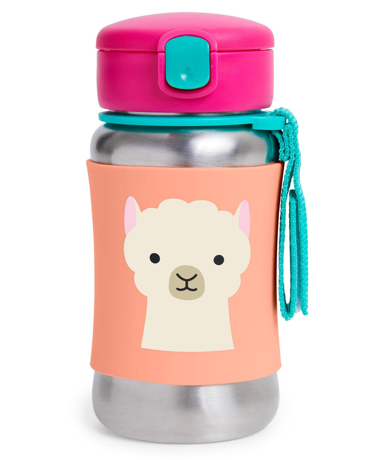 Skip Hop Toddler Sippy Cup with Straw, Zoo Stainless Steel Straw Bottle, Llama, 350 milliliters