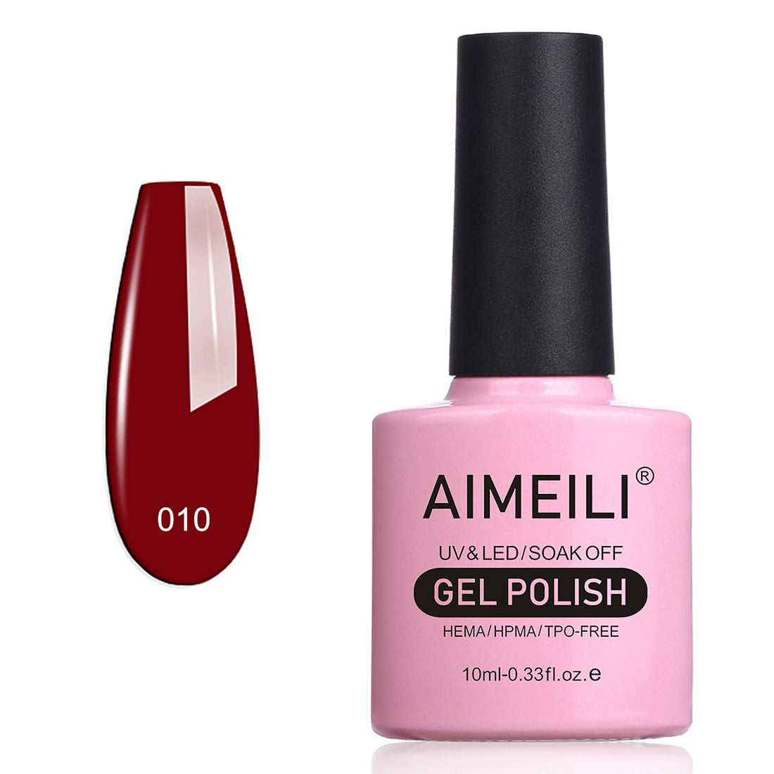 AIMEILI Shellac Soak Off UV LED Gel Nail Polish - Red Vixen (010) 10ml