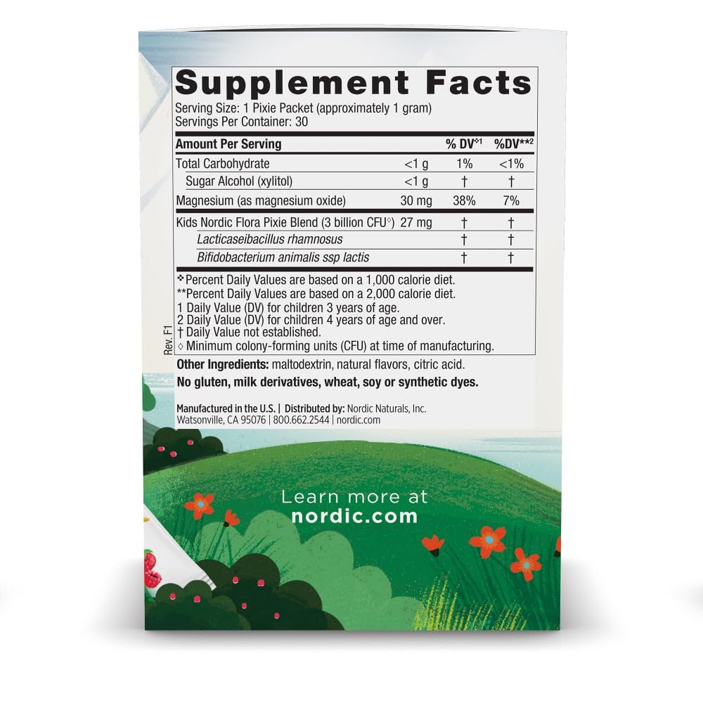 Nordic Naturals Kids Probiotic Pixies, Mixed Berry - 30 Packets - 3 Billion CFU - Digestive Wellness, Immune Support - Non-GMO, Vegan - 30 Servings