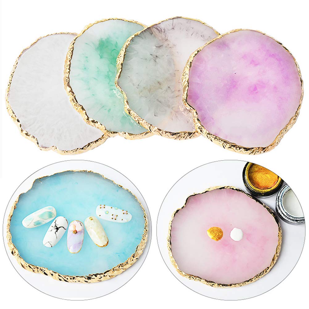 AKOAK 1 Pack Natural Resin Agate Phnom Penh Nail Glue Palette Crystal Edge Shooting Props Toning Works Display Board Tool (Light pink)