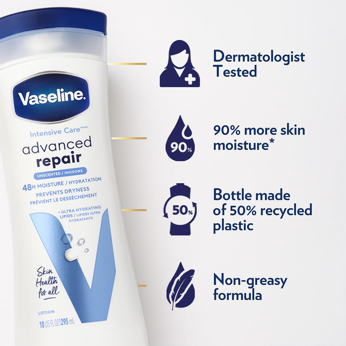 Vaseline Intensive Care Advanced Repair Fragrance Free Body Lotion 2-Pack 10 oz each