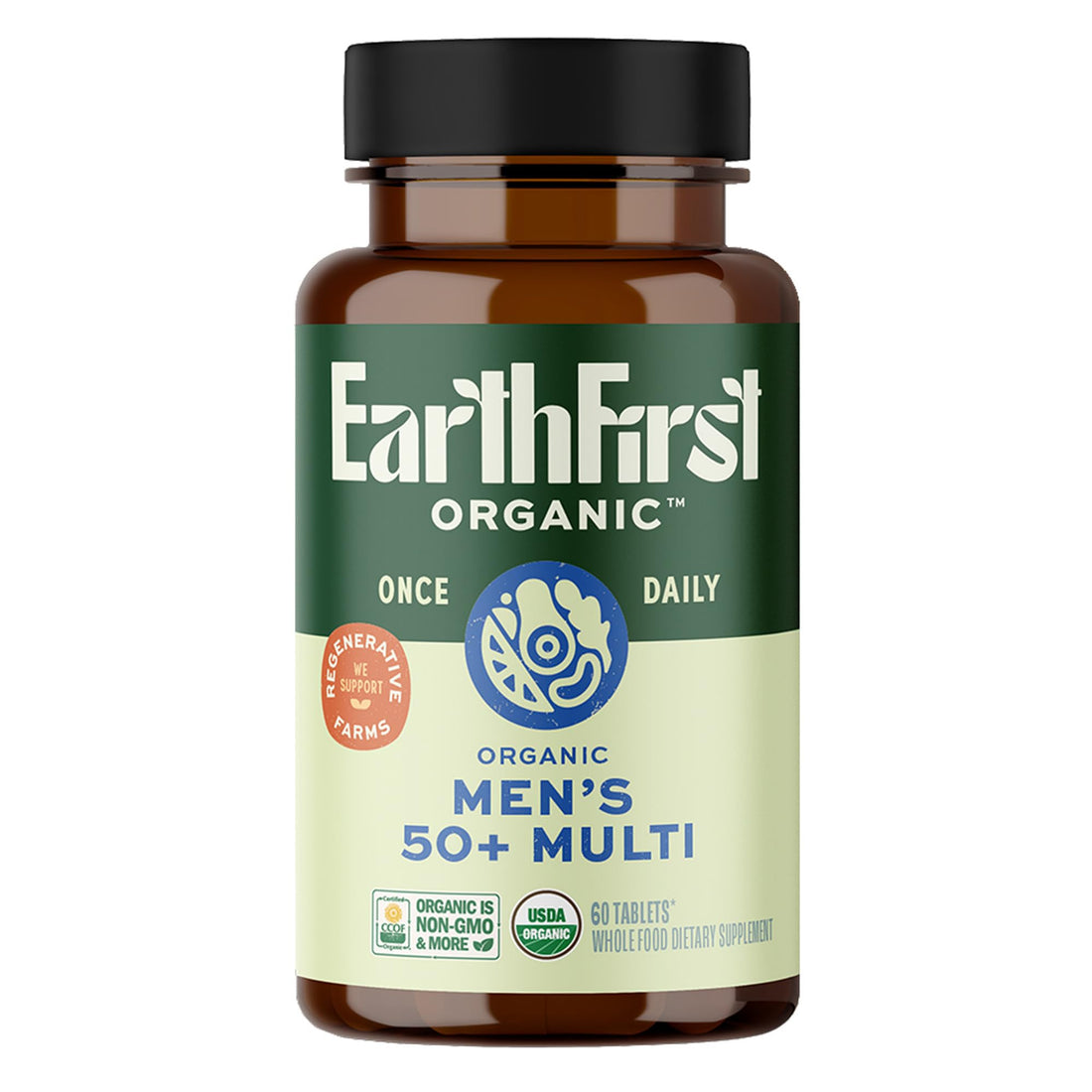 EarthFirst Organic Once Daily Multi for Men 50+, 60 Count