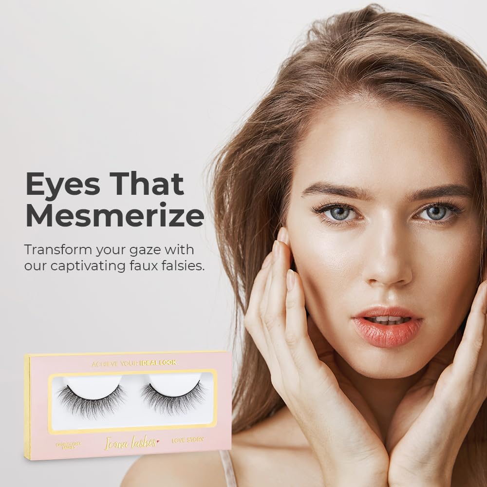 Icona Lashes® Premium Quality False Eyelashes | Love Story | Natural Look & Feel | Reusable | Handmade | Cruelty Free