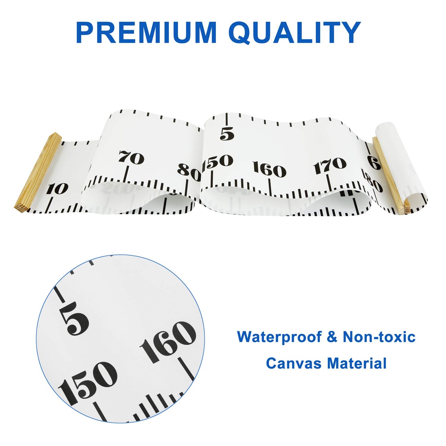 PandaEar Baby Height Growth Chart Ruler| Kids Boys Girls | Removable Wall Decor Measurement 79 x 7.9 (White)