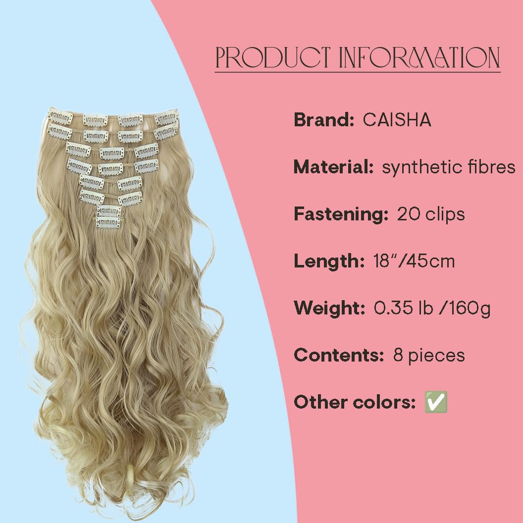 Prettyshop Clip in Extensions 24 (60Cm) Light Blond Mix #16T613 Ces25-1: Prettyshop Xxl Full Head Set 8 Pcs 24 Clip In Hair Extensions Hairpiece Wavy Heat-Resisting Light Blond Mix #16T613 Ces25-1