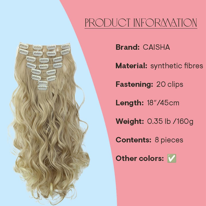 Prettyshop Clip in Extensions 24 (60Cm) Light Blond Mix #16T613 Ces25-1: Prettyshop Xxl Full Head Set 8 Pcs 24 Clip In Hair Extensions Hairpiece Wavy Heat-Resisting Light Blond Mix #16T613 Ces25-1