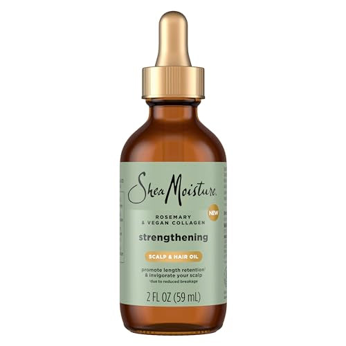 SheaMoisture Strengthening Scalp & Hair Oil Rosemary & Vegan Collagen to Promote Length Retention & Invigorate the Scalp, with ScalpBoost Technology, 2 oz