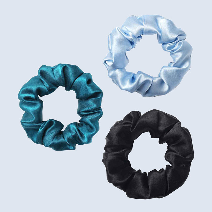 ZIMASILK 100% Mulberry Silk Hair Scrunchies,Best For Women And Girls’Hair.19MM Elastic Hair Bands for Ponytail Holder.Gentle And No hurt.(3 Packs, Burgundy, Black, Royal Blue)