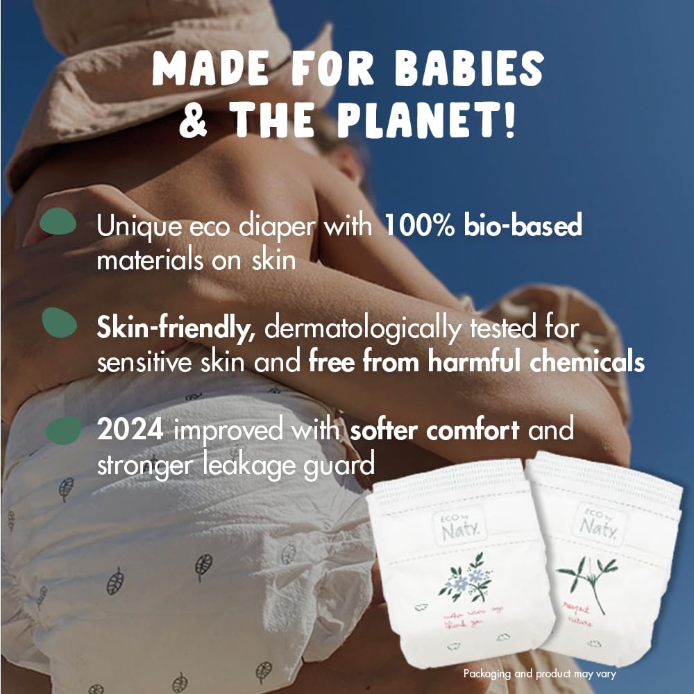 Eco by Naty Premium Disposable Baby Diapers for Sensitive Skin, Size 5, 6 Pack of 22 (132 Diapers) (Chemical, dioxin, Fragrance Free)