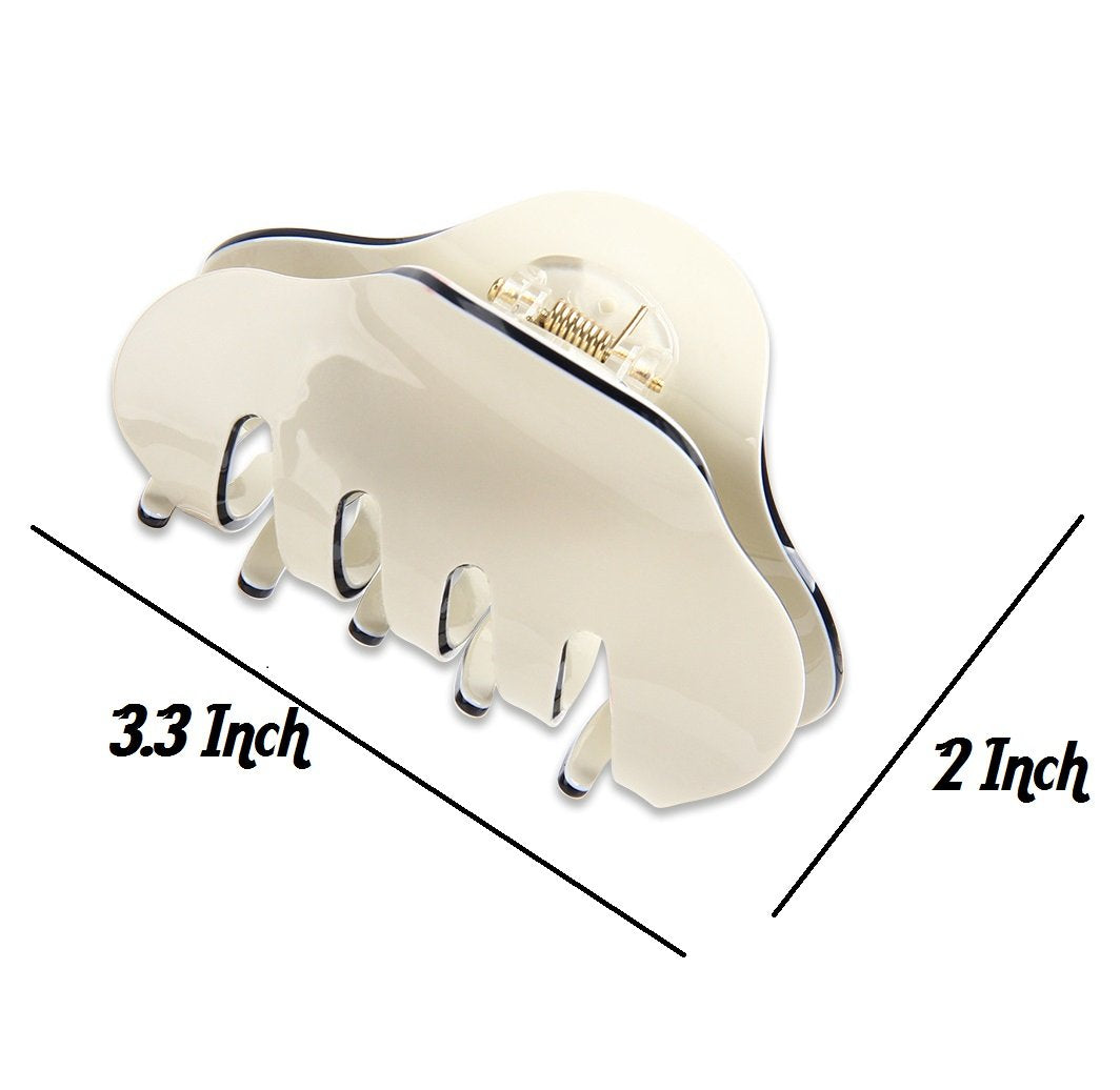 Beige: Liasun 3.3 Jelly Color Hair Claw Clip-Acrylic Strong Holding Power Hair Clips Hairgrip For Women And Girls Hair Barrettes For Medium Or Long Hair (Beige)