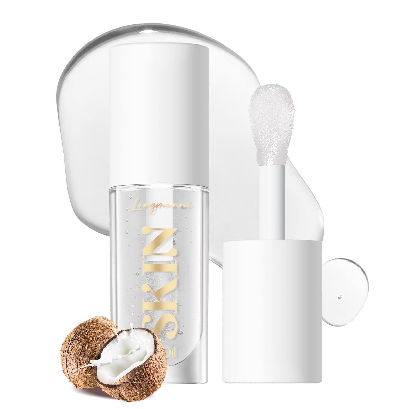 Lipstick Primer Jolilab Fruit Lip Oil,Hydrating Lip Glow Oil Plumping Glass Finish Moisturizing Lip Gloss Lip Tint Fruit Extract Lip Oil Tinted for Dry Lip and Lip Care(Coconut Flavor)