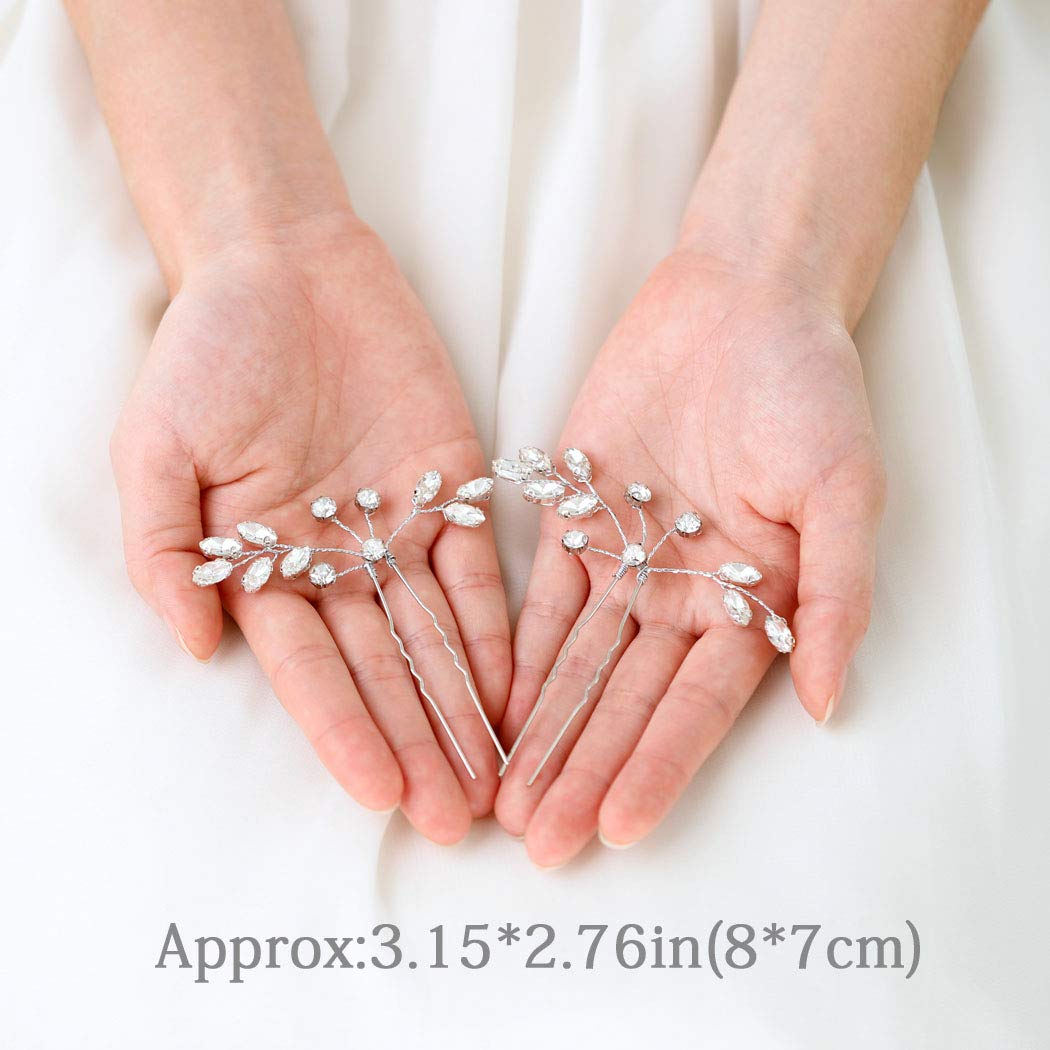 Unicra Bride Wedding Crystal Hair Pins Bridal Rhinestone Hair Pieces Wedding Hair Accessories for Women and Girls (Silver)