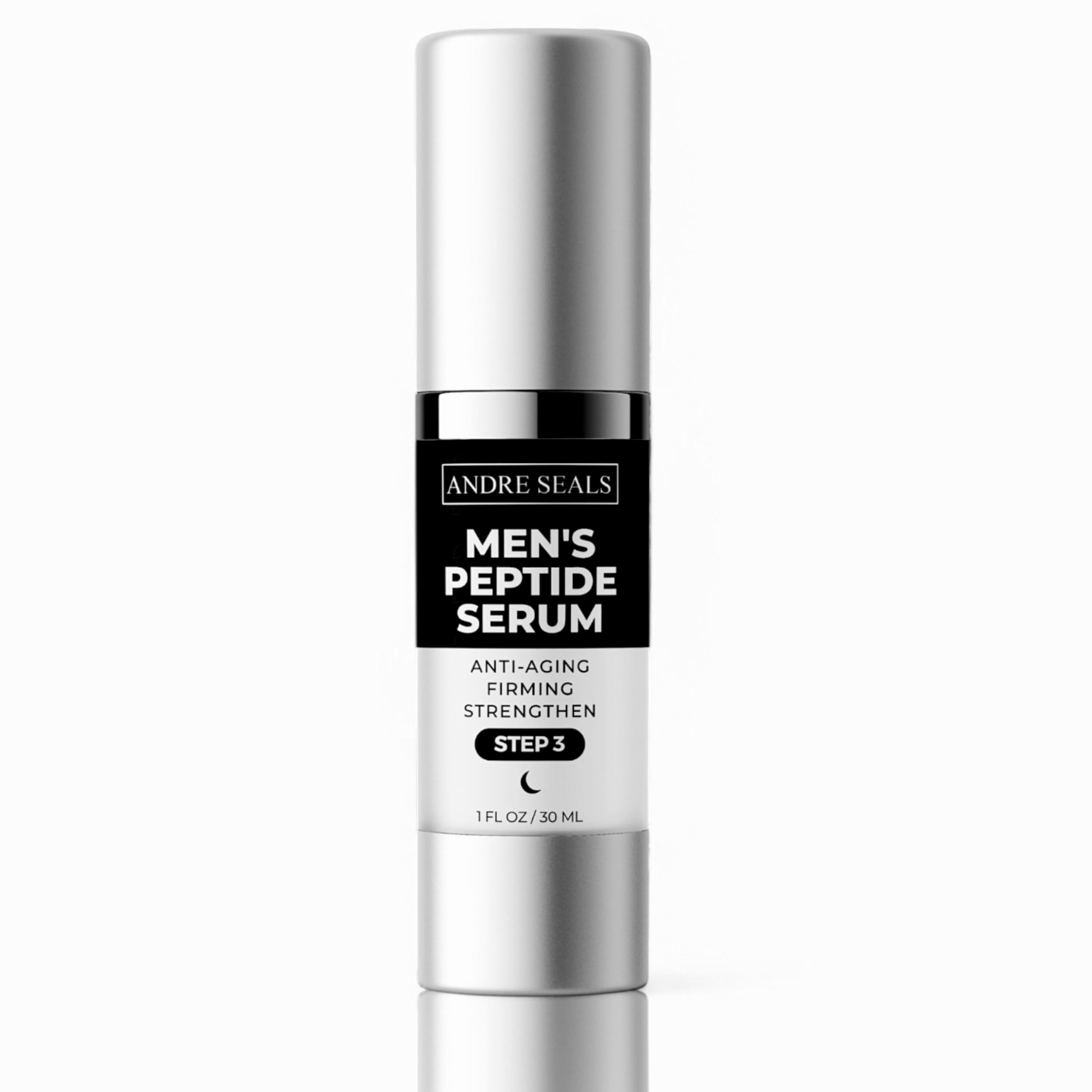 Andre Seals Face Serum for Men - Anti-Aging, Wrinkle Reduction & Collagen Boost with Multi-Peptide, Hyaluronic Acid, Green Tea & Vitamin E | Mens Skincare | 1oz | Night Time Face Serum