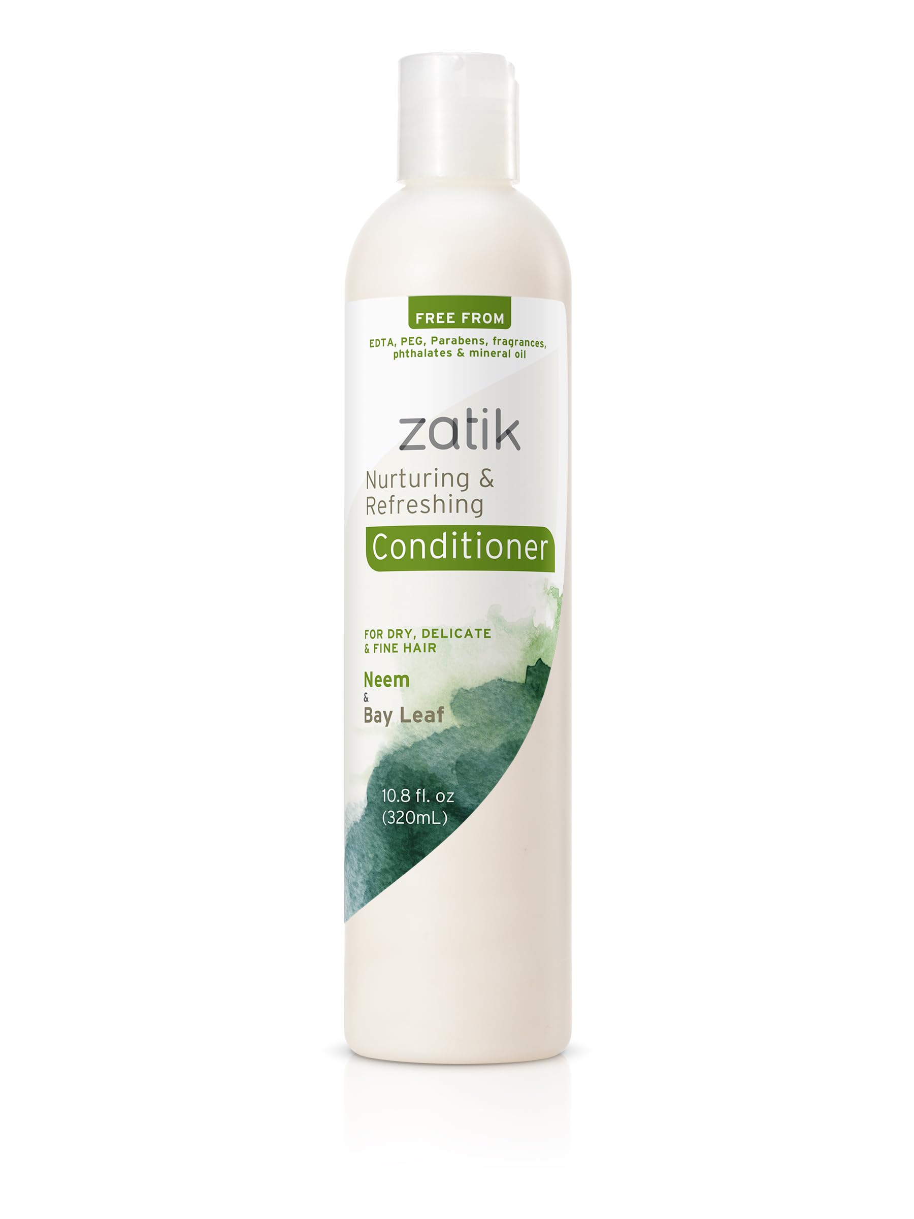 Zatik Naturals - Nurturing and Refreshing Shampoo + Conditioner Set, with Neem & Bay Leaf for Dry, Fine, Delicate Hair - Biodegradable, pH Balanced, Free From sulfates, phthalates. 10.8oz(One of Each)