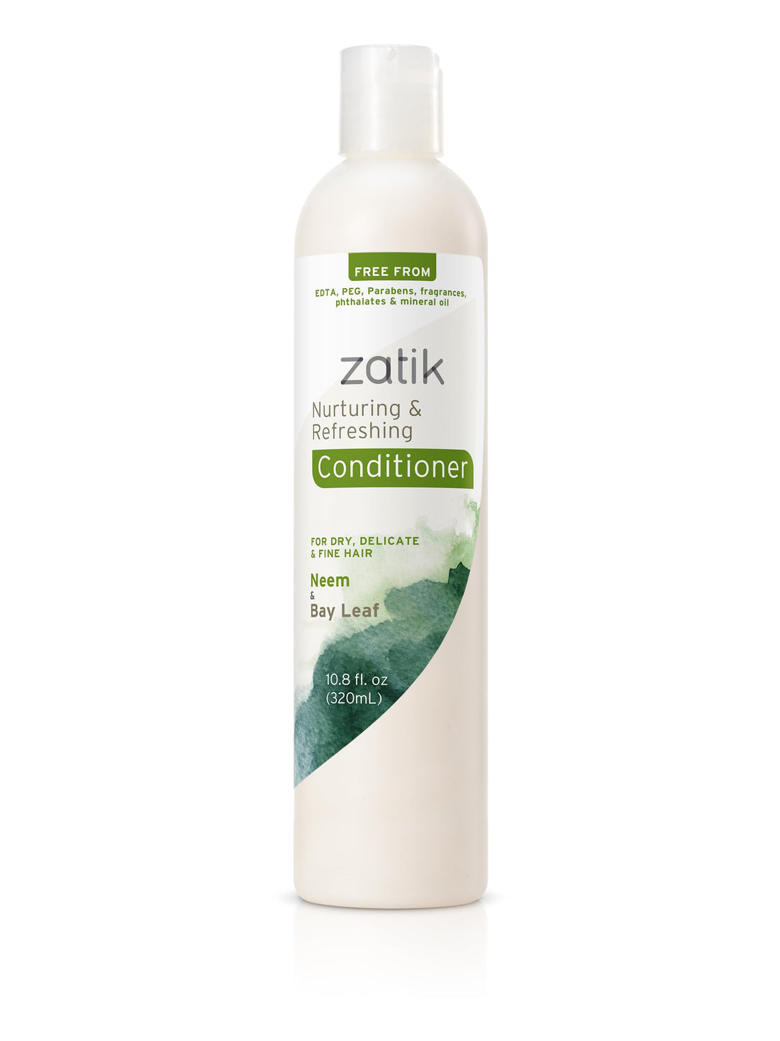 Zatik Naturals - Nurturing and Refreshing Shampoo + Conditioner Set, with Neem & Bay Leaf for Dry, Fine, Delicate Hair - Biodegradable, pH Balanced, Free From sulfates, phthalates. 10.8oz(One of Each)