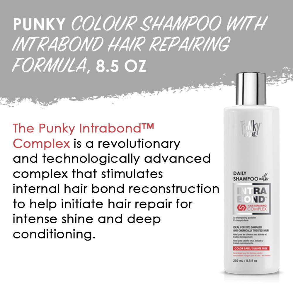 Punky Daily Shampoo with IntraBond Hair Repair Complex - Bond Repair Shampoo, Anti-Breakage, Strengthening Color-Safe & Sulfate-Free, 8.5 fl oz