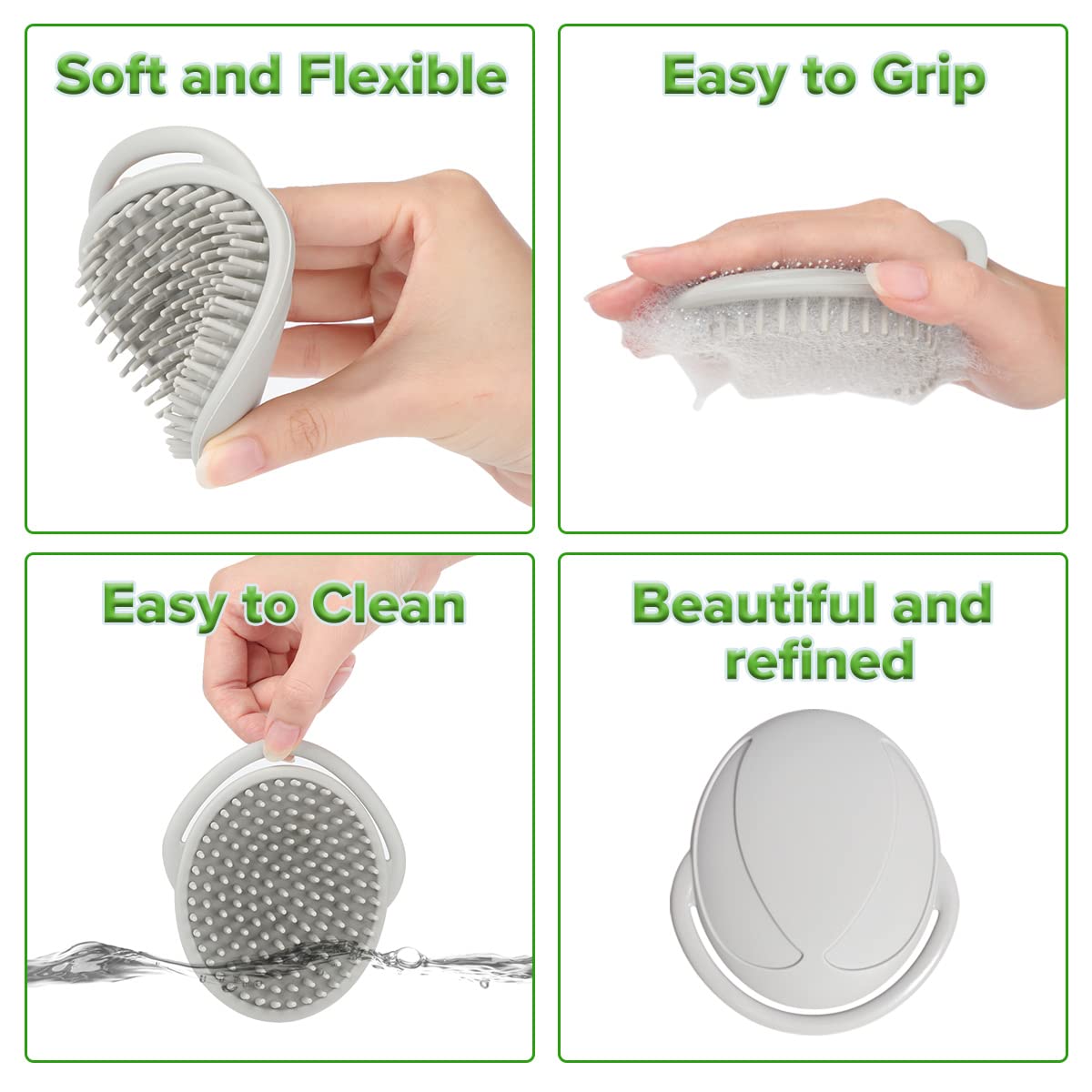 haakaa Silicone Shampoo Brush - Soft Cradle Cap Brush Comb | Hair Scalp Massager, Soft Bristles for Newborns & Toddlers,Ideal Baby Registry Gift - 1pk