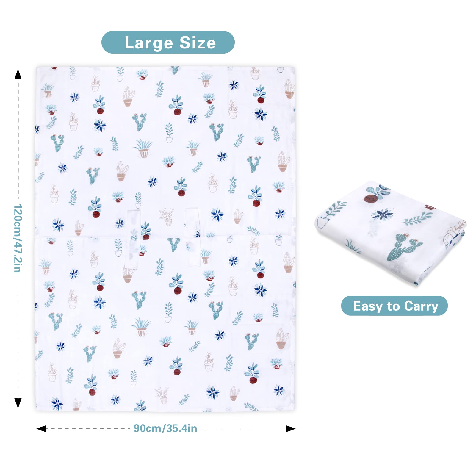 Muslin Carseat Cover for Boys Girls, Breathable Infant Car Seat Canopy, Lightweight Baby Carrier Cover, Newborn Shower Gift, Fit Spring Summer/Hot Days/Warm Weather, Cactus