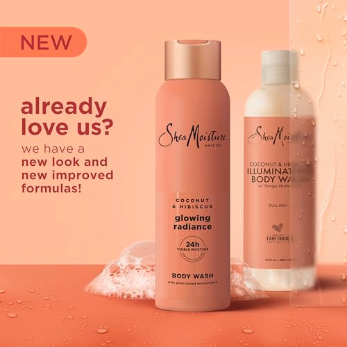 SheaMoisture Coconut Hibiscus Body Wash Glowing Radiance Glowing Radiance body wash for 24H Visible Moisture for Healthy, Glowing Skin 18 oz