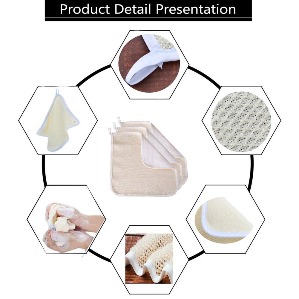 4 Pack Exfoliating Face Body Wash Cloth, Soft-Weave Scrub Towel for Beauty Skin Care, Home Massage Bath Cloth, Shower Scrubber, Dead Skin Removal