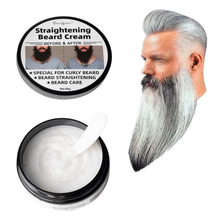 visualsource Straightening Beard Cream, 2.8oz Effective Beard Styling Conditioner Beard Mustache Cream Supplies To Straighten Reducing Frizz Coarse Moisturizing Softening Natural Beard Cream