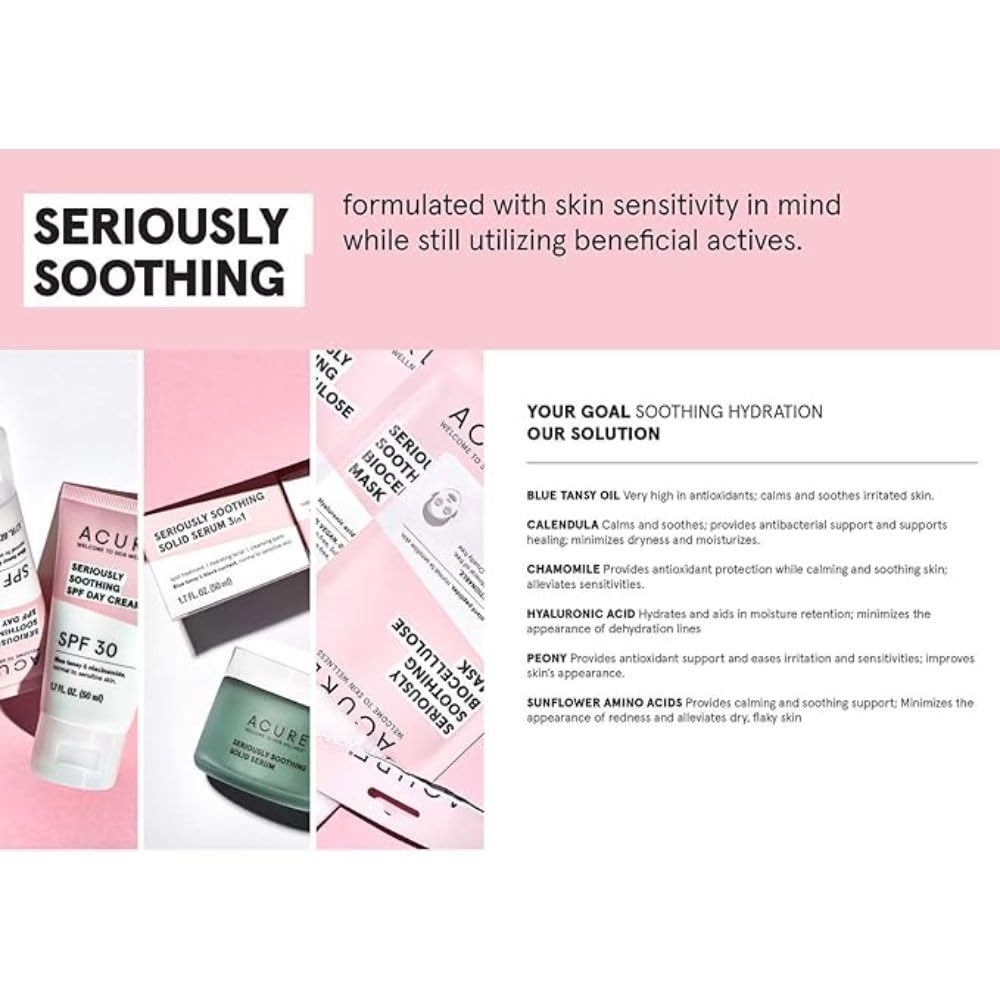 ACURE Seriously Soothing Blue Tansy Jelly Mask | 100% Vegan | For Dry to Sensitive Skin | Blue Tansy Oil & Blueberry Extract - Soothes & Hydrates Dry Skin | 1 Oz