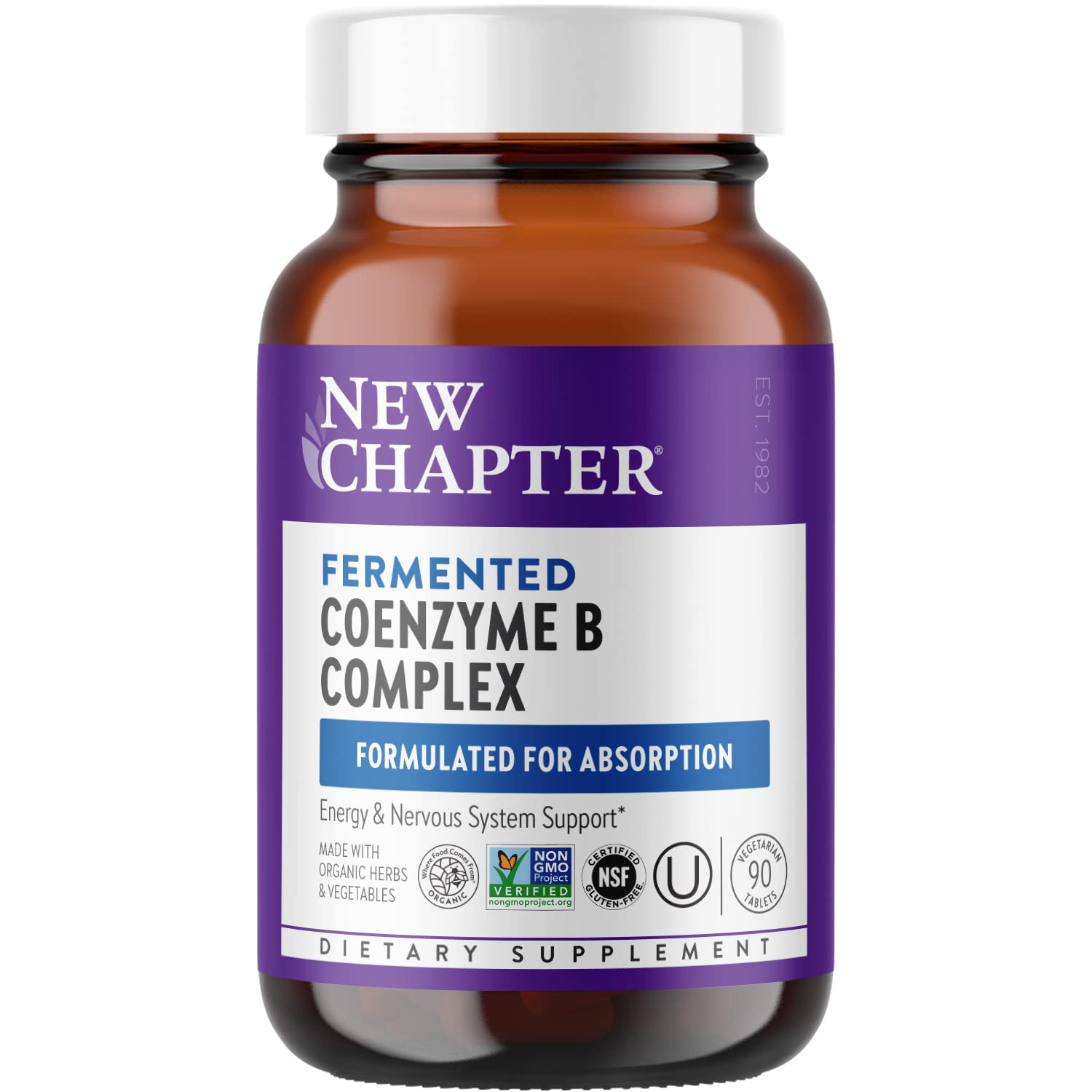 New Chapter Vitamin B Complex – Fermented Coenzyme B Complex Rich in Vitamin B12 + Vitamin B6 + Biotin + Made with Organic Ingredients - 90 ct