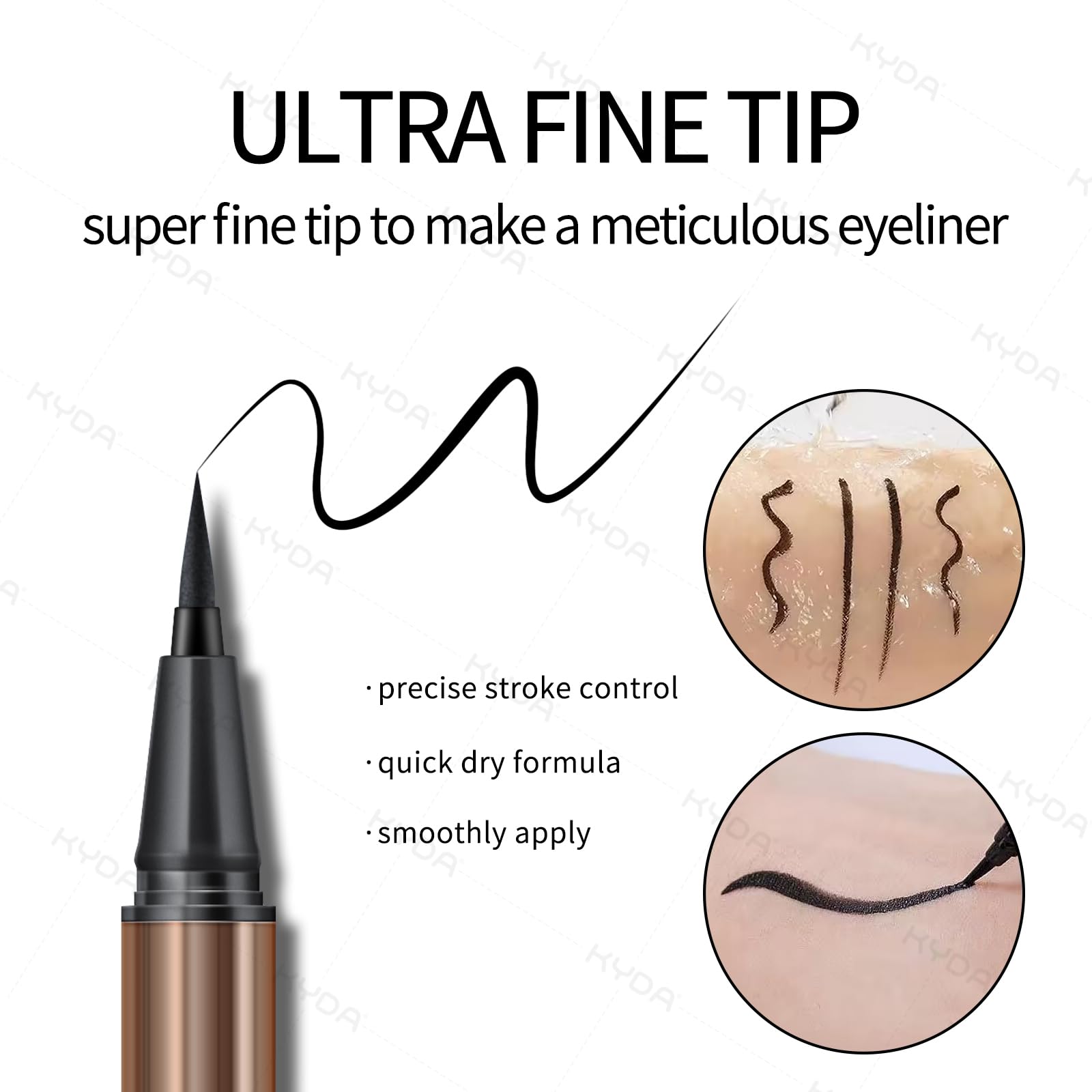 KYDA 2 Colors Liquid Eyeliner, Black Brown Matte Tint, Ultra Fine Tip, Lasting Pigment Eyeliner Pencil, Silky Smooth Formula, Quick Drying