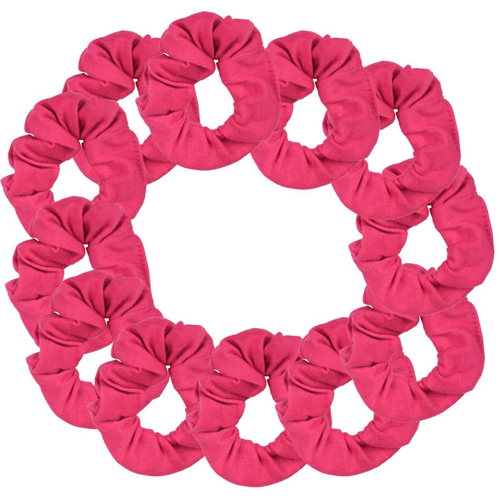 Motique Accessories 12 Pack Solid Hair Ties Scrunchies - Hot Pink