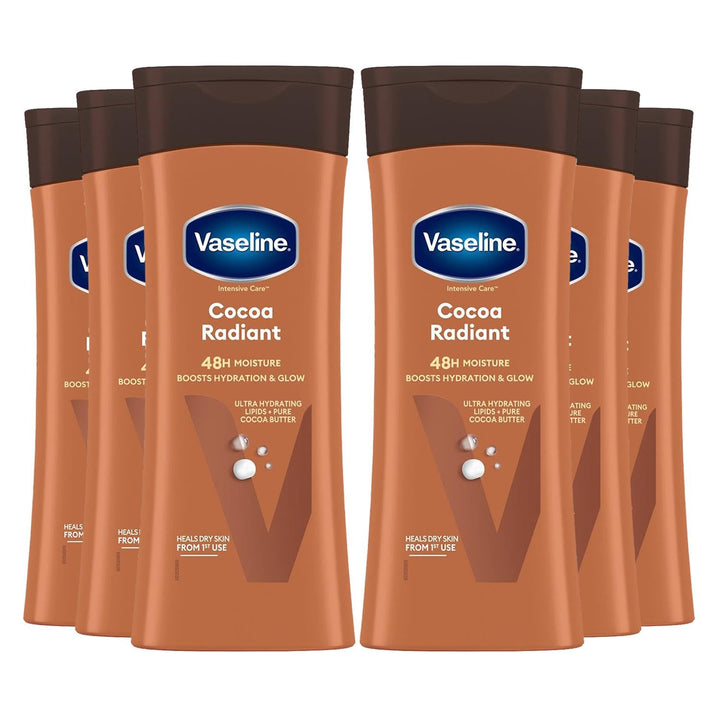 Vaseline Cocoa Radiant, Pack Of 6, (13.53 Oz / 400Ml Each) : Vaseline Intensive Care Body Lotion, Cocoa Radiant, Pack Of 6, (13.53 Oz/400Ml Each)