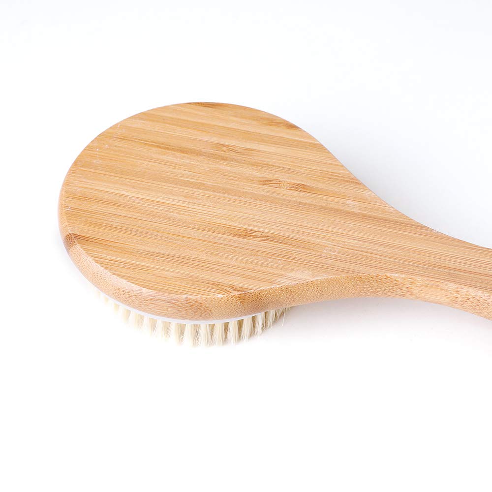Ithyes Body Brush Dry Brushing Back Scrubber Shower Bath Brush Bamboo Wood Long Handle Natural Bristles exfoliating Massage Improve Blood Circulation Cellulite