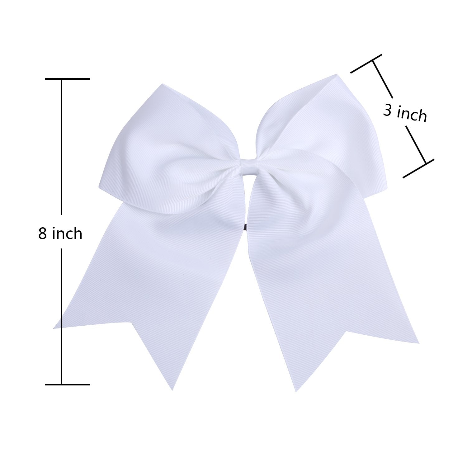 8 Inch Cheerleader Bows Ponytail Holder Cheerleading Bows Hair Tie(White)
