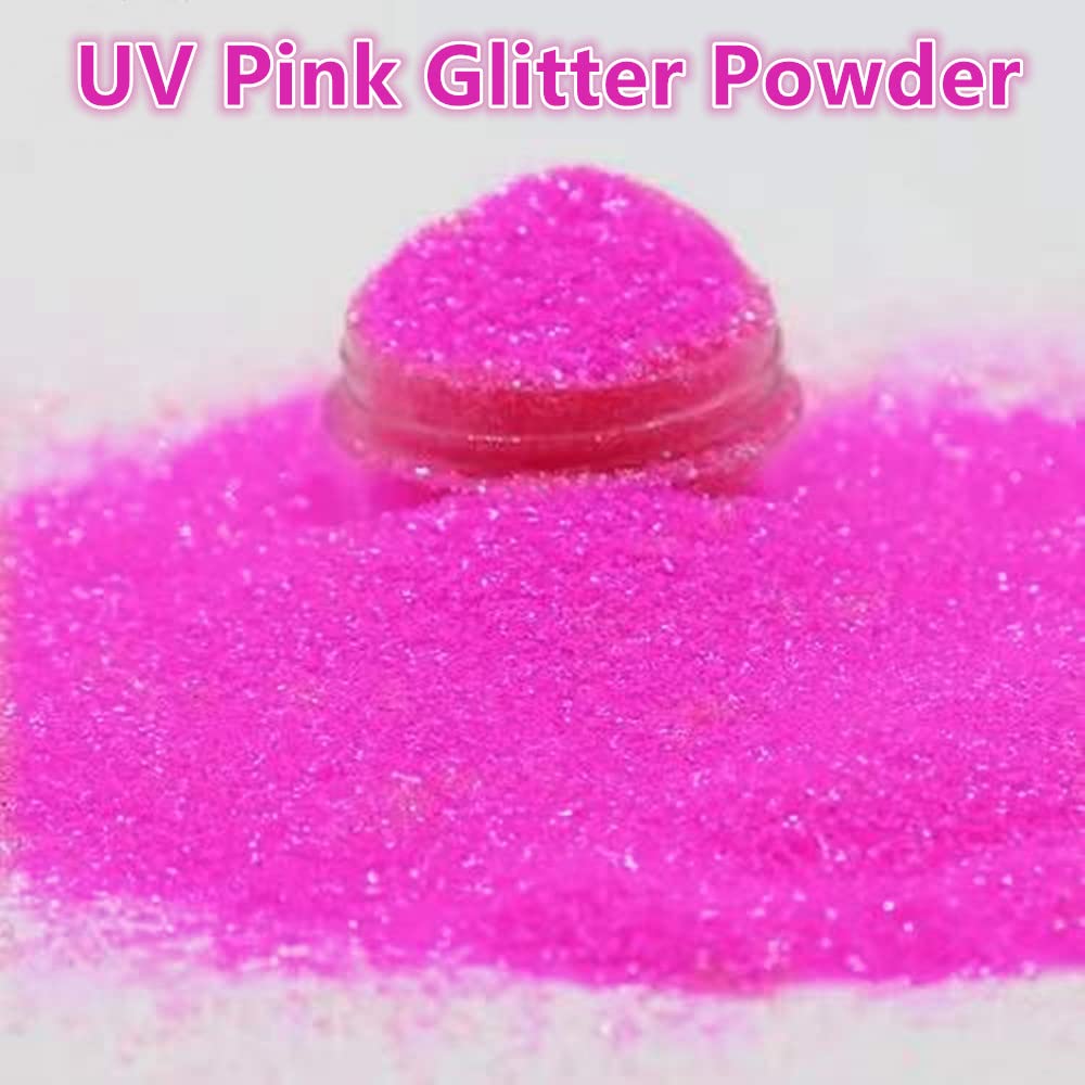 Go Ho UV Pink Hair and Body Glitter Spray, Festival UV Glitter Effect Glitter Powder Makeup for Hair/Body/Clothes,Glitter Dry Powder Spray Loose Sparkle Makeup,10g