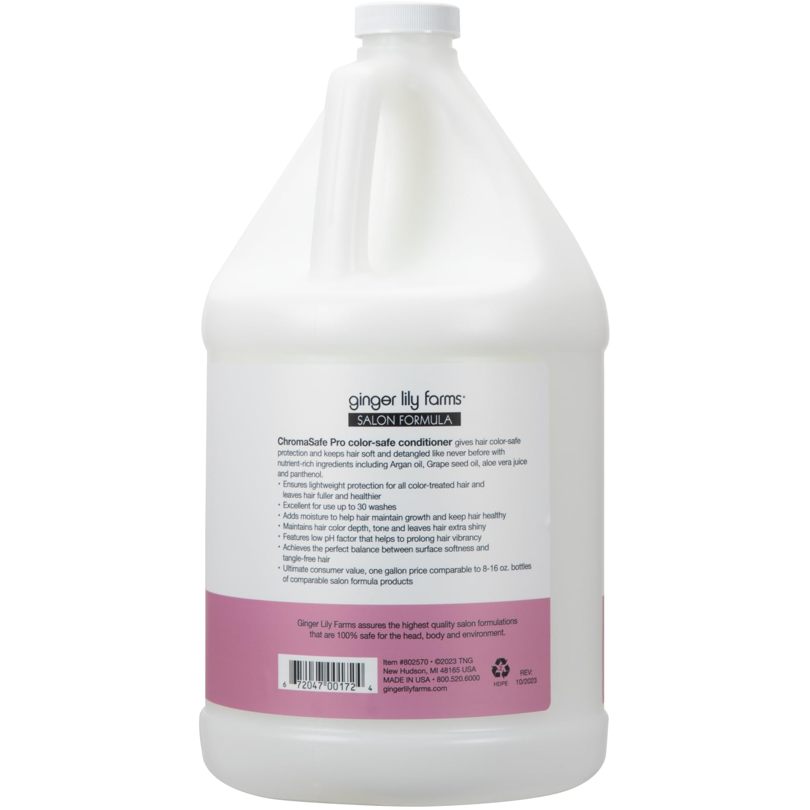 Ginger Lily Farms Salon Formula ChromaSafe Pro Color Safe Conditioner for Color-Treated Hair, 100% Vegan & Cruelty-Free, 1 Gallon (128 fl oz) Refill