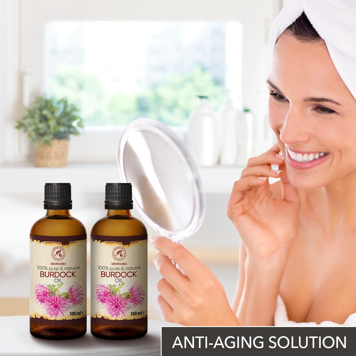 AROMATIKA Burdock Root Oil set 2 x 3.4 Fl Oz - 6.8 Fl Oz - 100% Pure & Natural - Arctium Lappa for Hair & Scalp - Carrier Oil for Nails - Skin - Lips - Face & Body Care