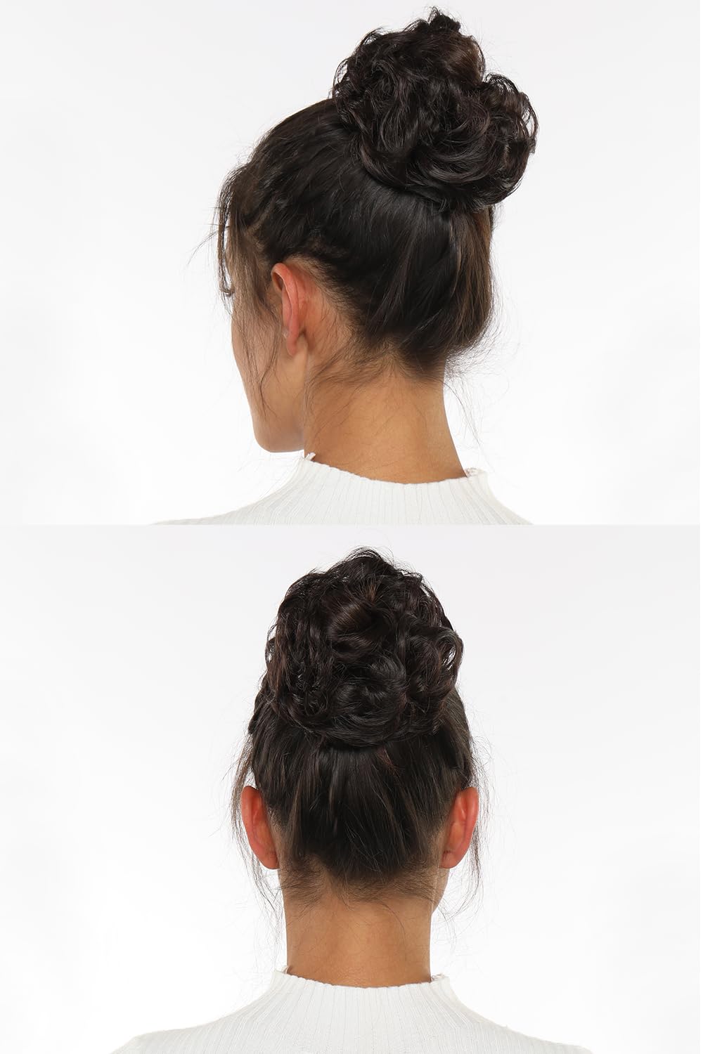 Rose bud Messy Bun Hair Pieces For Women Hair Bun Extension Updo Curly Messy Bun Scrunchie Dark Grey