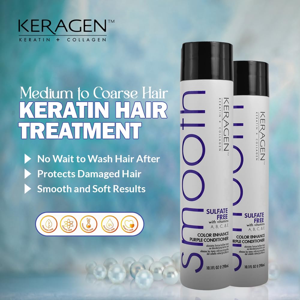 Keragen ââ‚¬â€œ Sulfate-free Color Enhance Purple Shampoo for Neutralizing Yellow Tones on Blonde and Silver Hair with Keratin, Panthenol, Vitamins, Collagen, and Jojoba Oil - 10oz