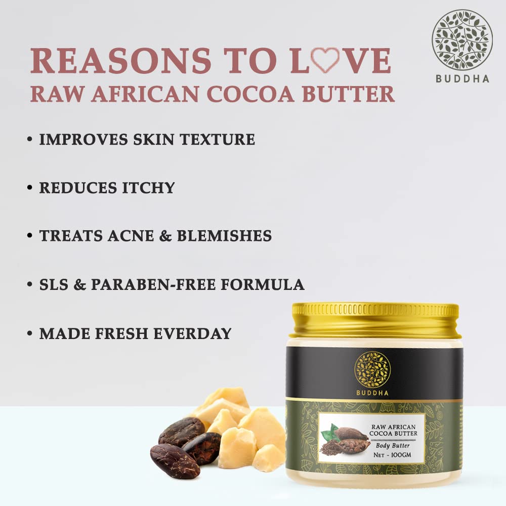 Buddha Natural African Cocoa Butter Unrefined 100% Pure Raw 100 Grams (100 G (Pack Of 1))