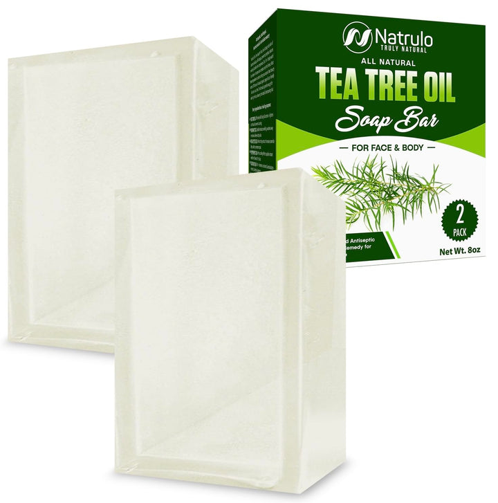 Tea Tree Oil Soap Bar for Face & Body, 4oz –All Natural Remedy Skin Cleanser – Pure Essential Oil Infused Skincare Cleansing Soap for Dirt & Acne - Tea Tree Face & Body Wash Made in USA