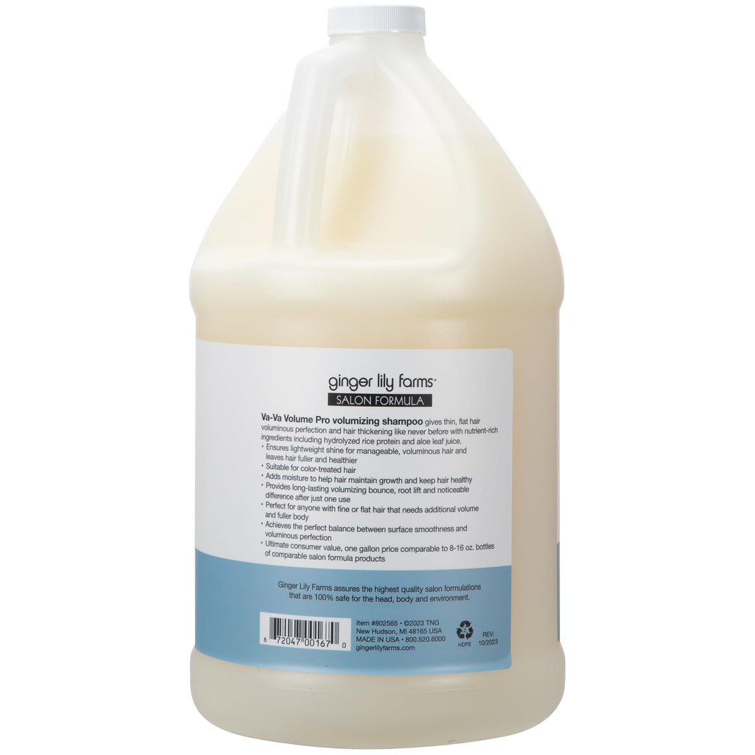 Ginger Lily Farms Salon Formula Va-Va Volume Pro Volumizing Shampoo for Fine Hair, 100% Vegan & Cruelty-Free, 1 Gallon (128 fl oz) Refill