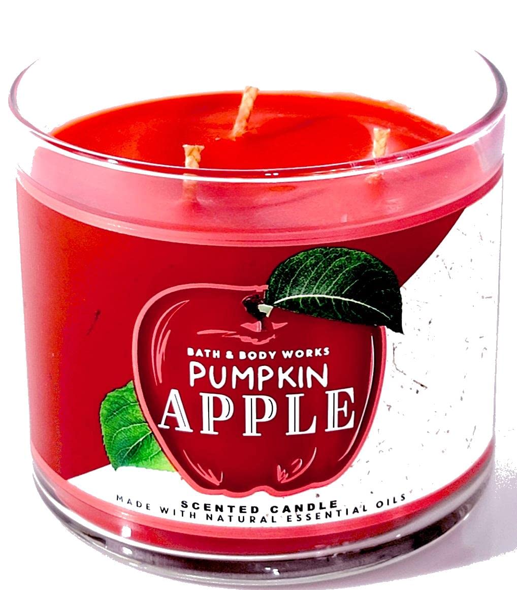 Bath & Body Works, White Barn 3-Wick Candle w/Essential Oils - 14.5 oz - 2021 Autumn! (Pumpkin Apple)