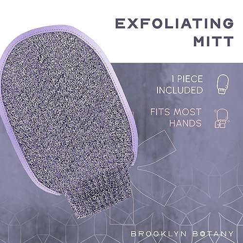 Brooklyn Botany Exfoliating Mitt for Bath and Shower – Heavy Duty Exfoliating Body Scrubber for Massage and Dead Skin Remover for Body – 1 Mitt