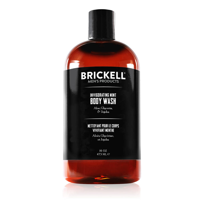 Brickell Men's Invigorating Mint Body Wash for Men, Natural and Organic Deep Cleaning Shower Gel with Aloe, Glycerin, and Jojoba, Sulfate Free