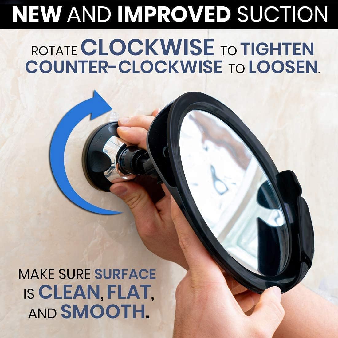 2018 Shatterproof Fogless Shower Mirror For Shaving with Razor Holder and Superior Sticky Suction-Cup, 8 Diameter (Including Frame)