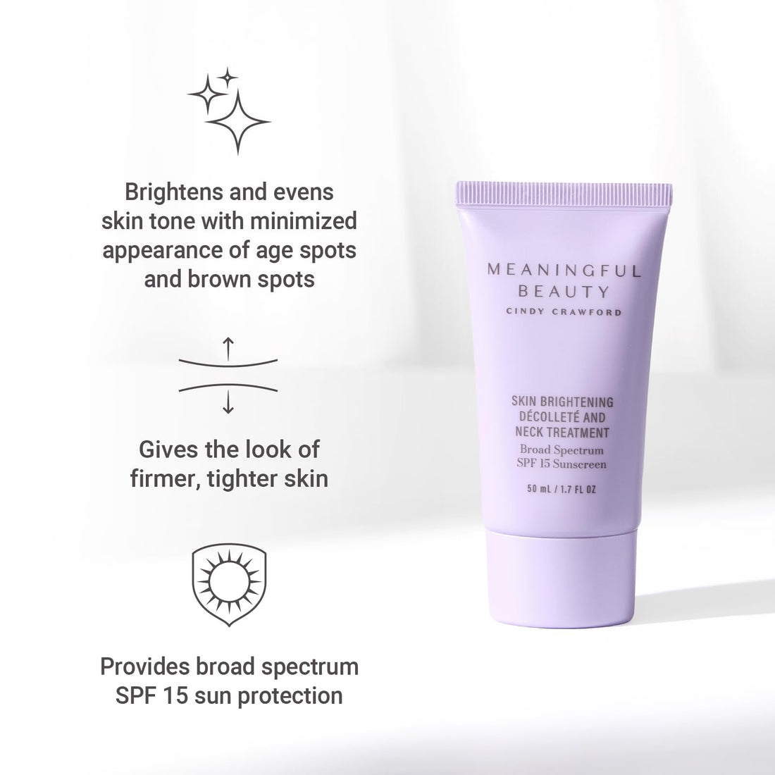 Meaningful Beauty Skin Brightening D collet and Neck Treatment, Vitamin C Emollient SPF 15 Cream, 1.7 Fluid Ounces