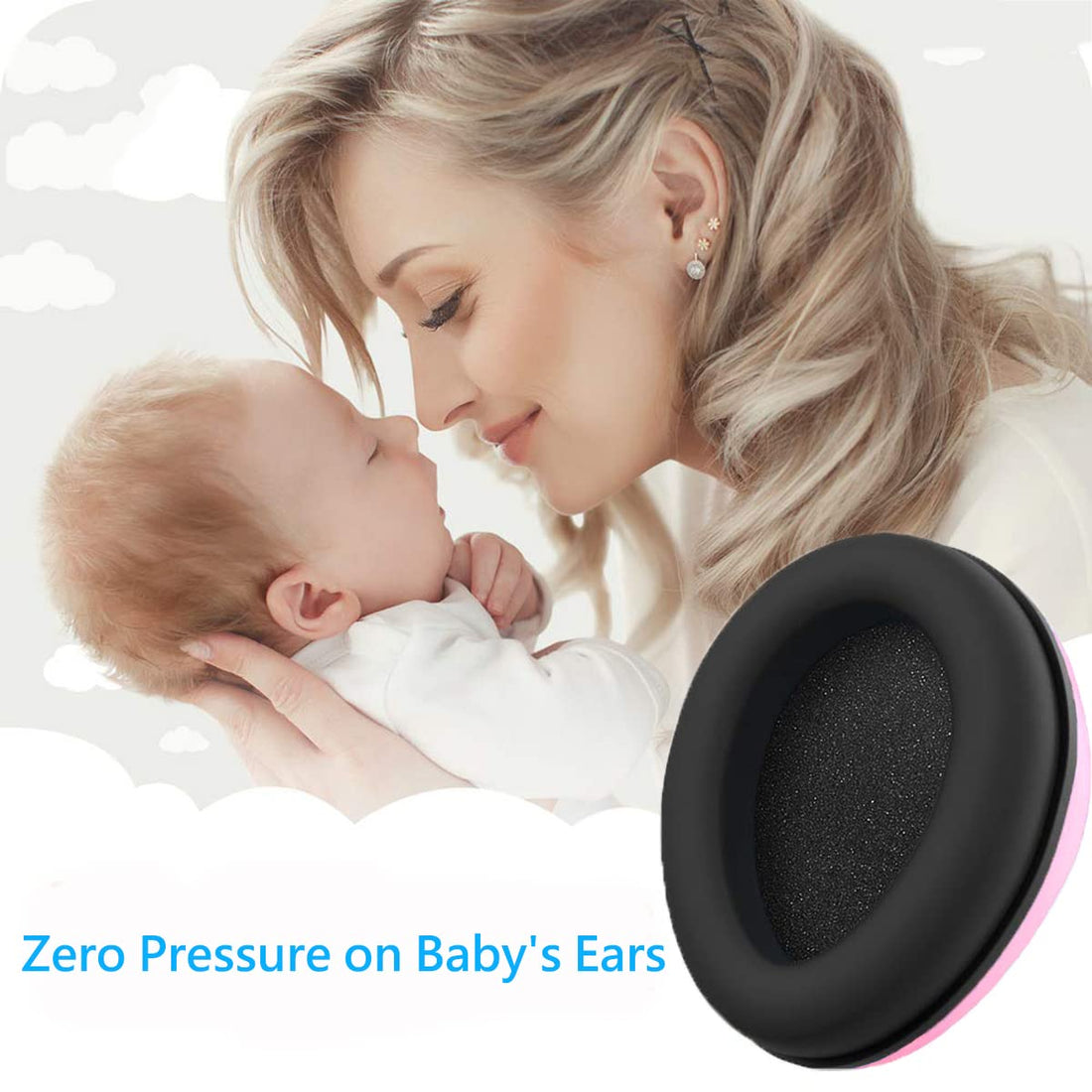 Baby Noise Cancelling Headphones Infant Ear Protection Comfortable Noise Reduction Ear Muffs for Babies Toddler 1 Months to 2 Years, Pink