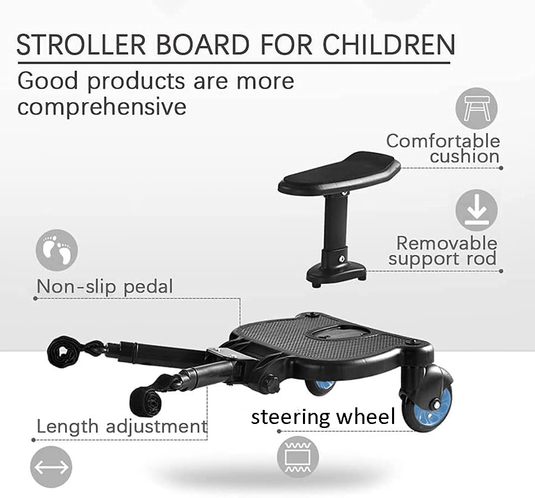 Universal Stroller Board with Detachable Seat,Stroller Glider Board Suitable for Most Brands of Strollers, Holds Children Up to 55 lbs (Blue)