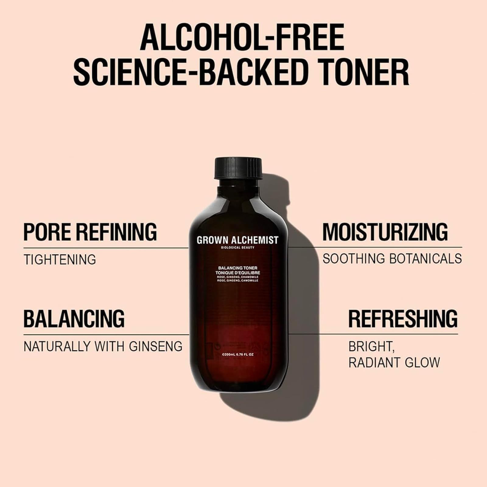 Grown Alchemist Balancing Toner - Rose, Ginseng & Chamomile - Pore Perfecting Toner with Vitamin C, Clean Skincare (200ml / 6.76oz)